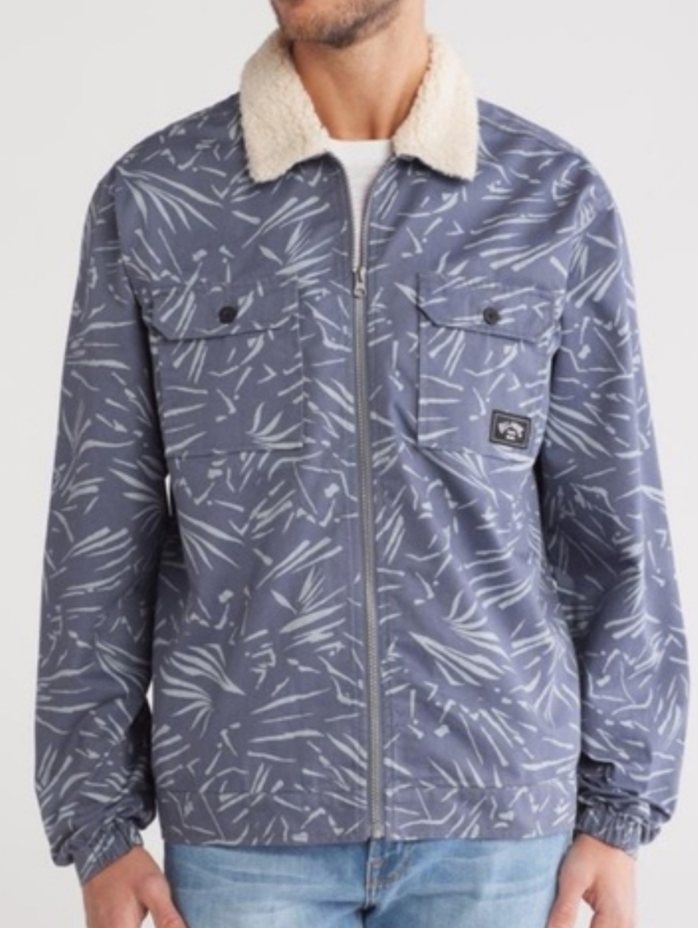 NWT Billabong Xander Fleece Collar Jacket  Tropical Pattern Small Lightweight